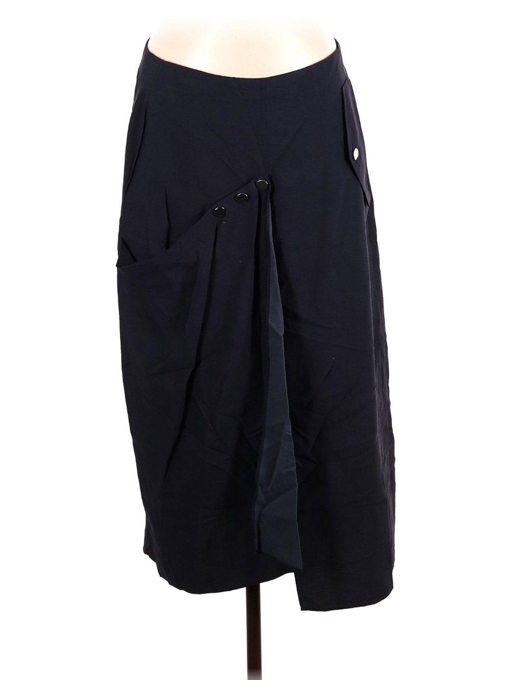 Tibi Draped Midi Skirt with Snap Detail